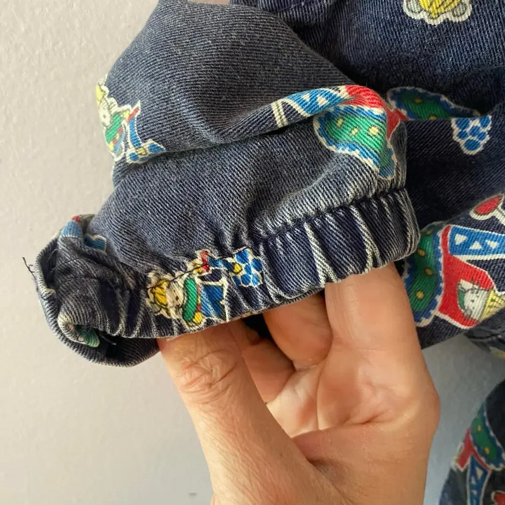 Oshkosh B'Gosh Vintage 90s Navy Blue Mice at Work 18 Month Baby Overalls Cotton